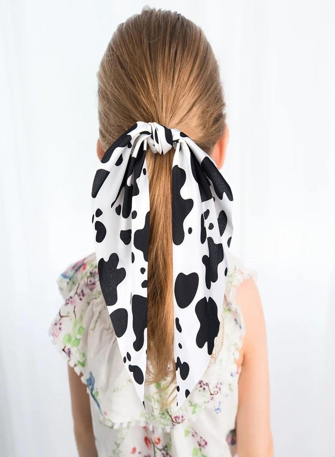 Mxxipp Cow Print Hair Band for Women, Non-Slip Rabbit Bunny Ear Bow Hair Tie Ropes, Elastic Bowknot Ponytail Holder Hair Scrunchies Accessories for Curly Straight Thin Thick Fine Hair - Image 5